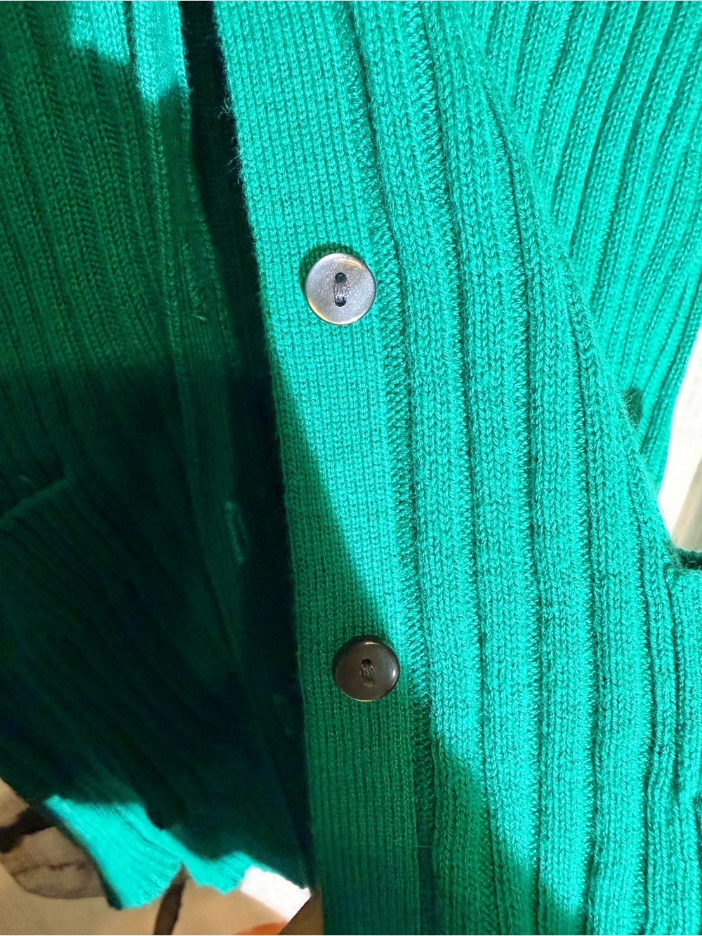 dip Emerald Ribbed V-Neck Button Cardigan - Picture 5 of 10